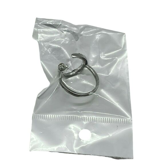 Wrap Ring Crescent Moon Star Celestial Womens Silver Tone Crystal Adjustable - Picture 7 of 15